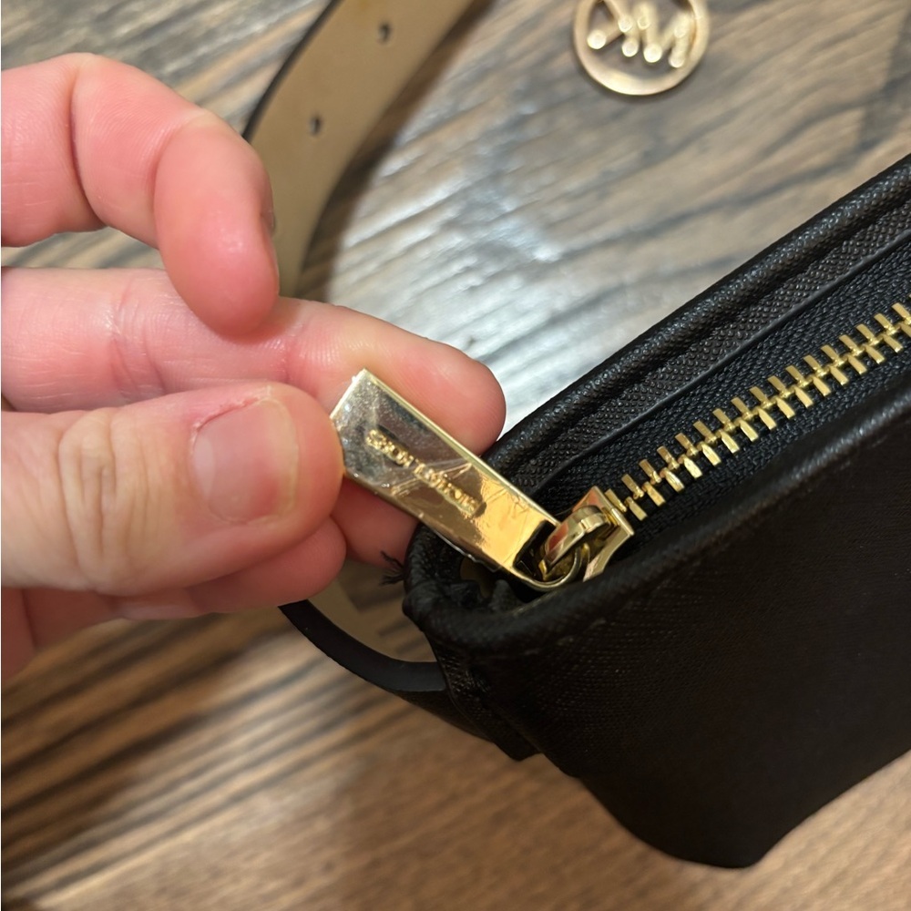 Michael Kors Black Belt Bag with Gold Accents - Picture 4 of 7
